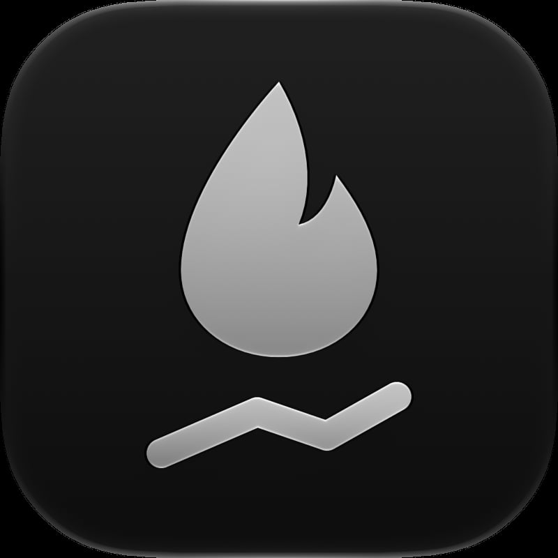 Burn Rate app icon in the Grey tint, dark appearance.