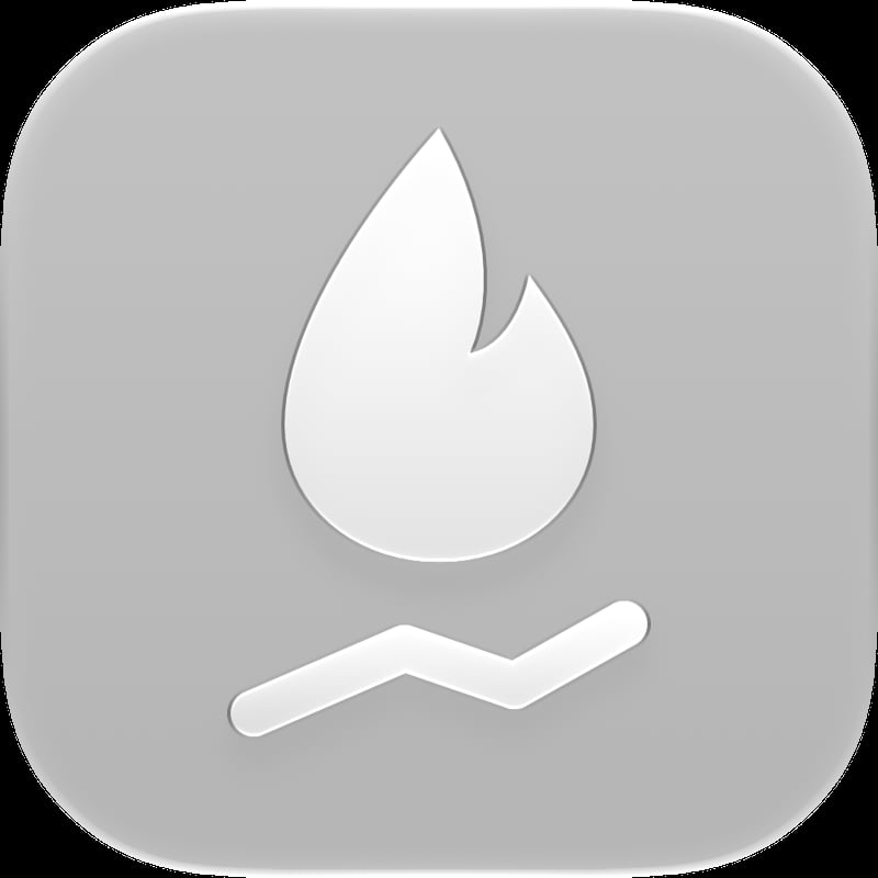Burn Rate app icon in the Grey tint, light appearance.
