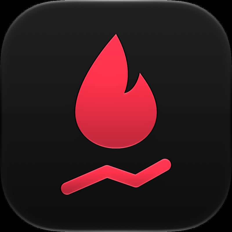Burn Rate app icon in the Pink tint, dark appearance.