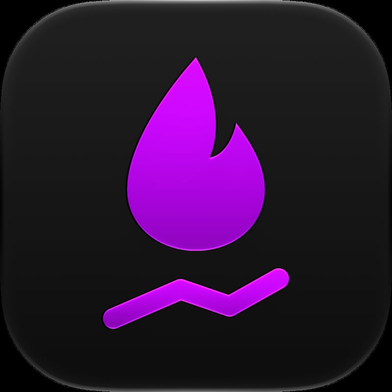 Burn Rate app icon in the Purple tint, dark appearance.