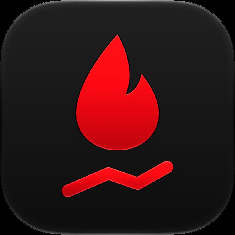 Burn Rate app icon in the Red tint, dark appearance.