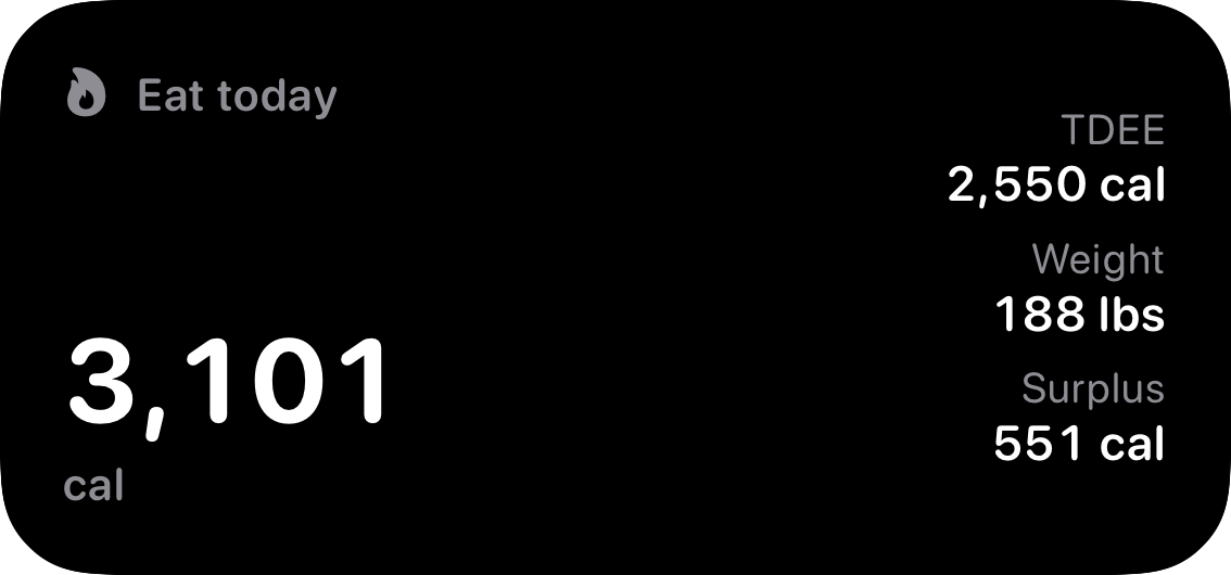 The Budget widget from Burn Rate at Medium size in the Grey tint, dark appearance.