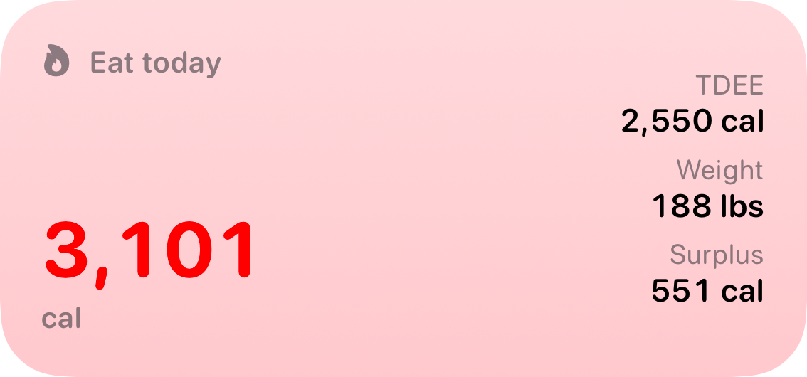 The Budget widget from Burn Rate at Medium size in the Red tint, light appearance.