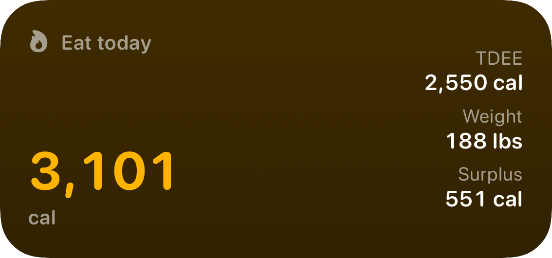 The Budget widget from Burn Rate at Medium size in the Yellow tint, dark appearance.