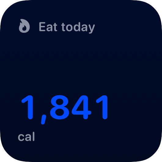 The Budget widget from Burn Rate at Small size in the Blue tint, dark appearance.