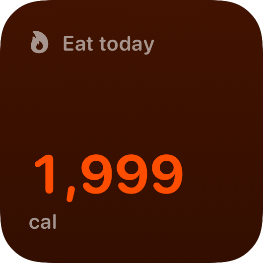 The Budget widget from Burn Rate at Small size in the Orange tint, dark appearance.