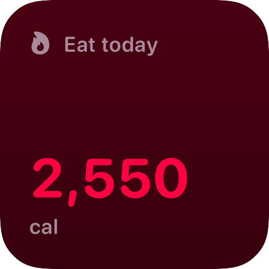 The Budget widget from Burn Rate at Small size in the Pink tint, dark appearance.