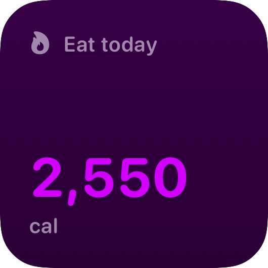The Budget widget from Burn Rate at Small size in the Purple tint, dark appearance.
