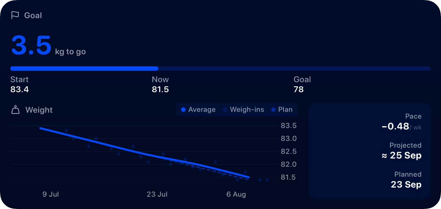 The Goal widget from Burn Rate at Extra Large size in the Blue tint, dark appearance.