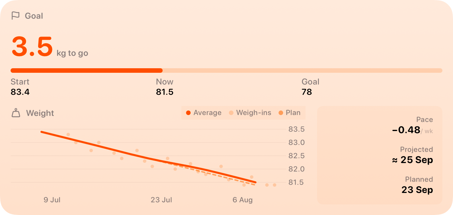 The Goal widget from Burn Rate at Extra Large size in the Orange tint, light appearance.