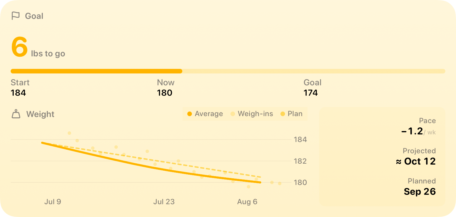 The Goal widget from Burn Rate at Extra Large size in the Yellow tint, light appearance.