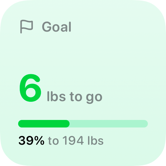 The Goal widget from Burn Rate at Small size in the Green tint, light appearance.