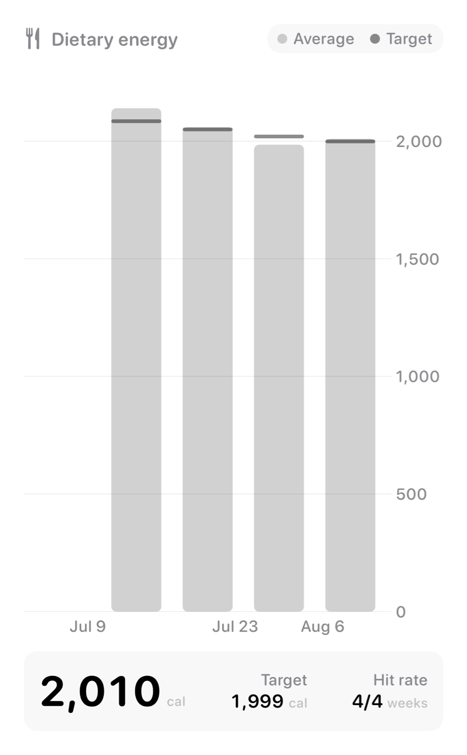 The Intake widget from Burn Rate at Extra Large Portrait size in the Grey tint, light appearance.
