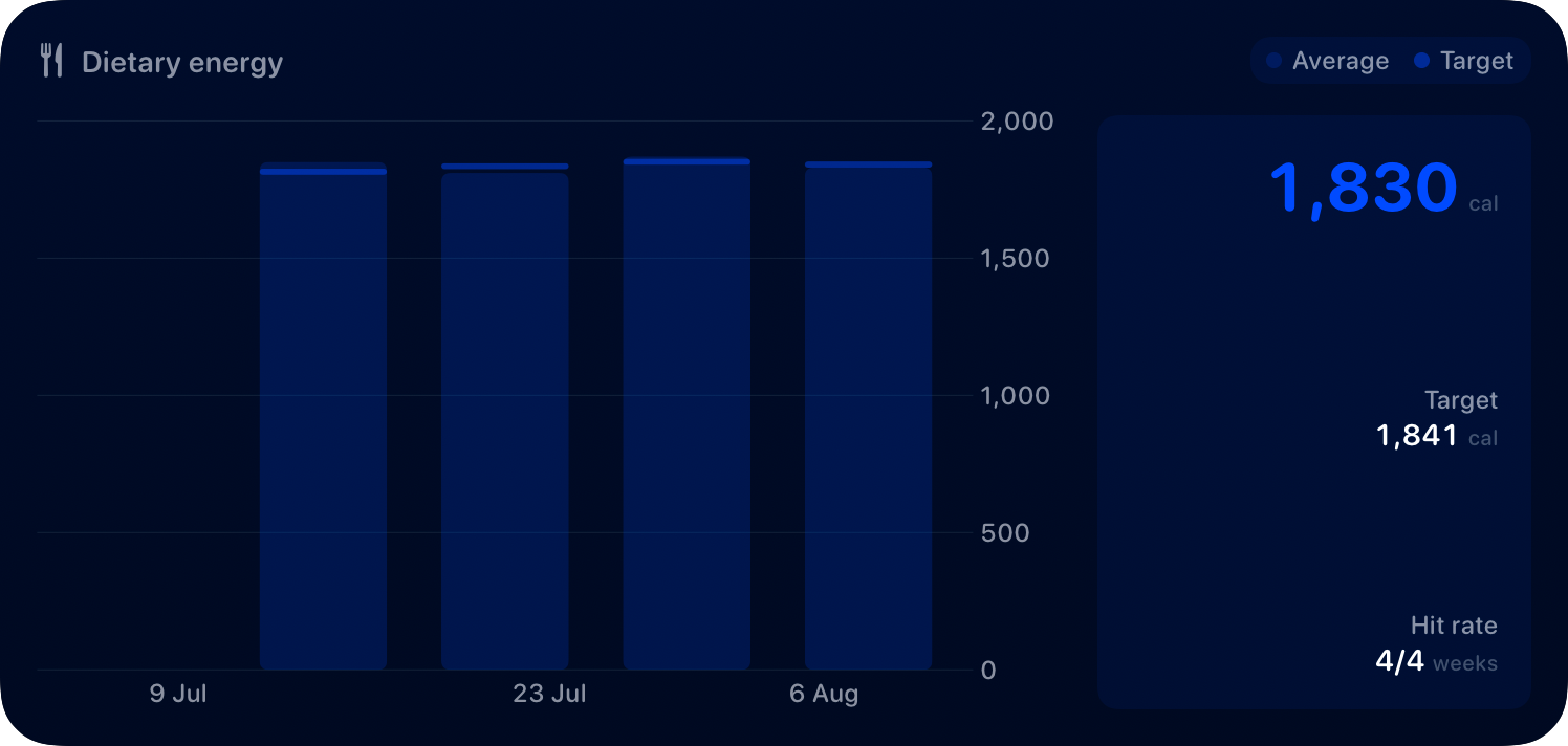 The Intake widget from Burn Rate at Extra Large size in the Blue tint, dark appearance.