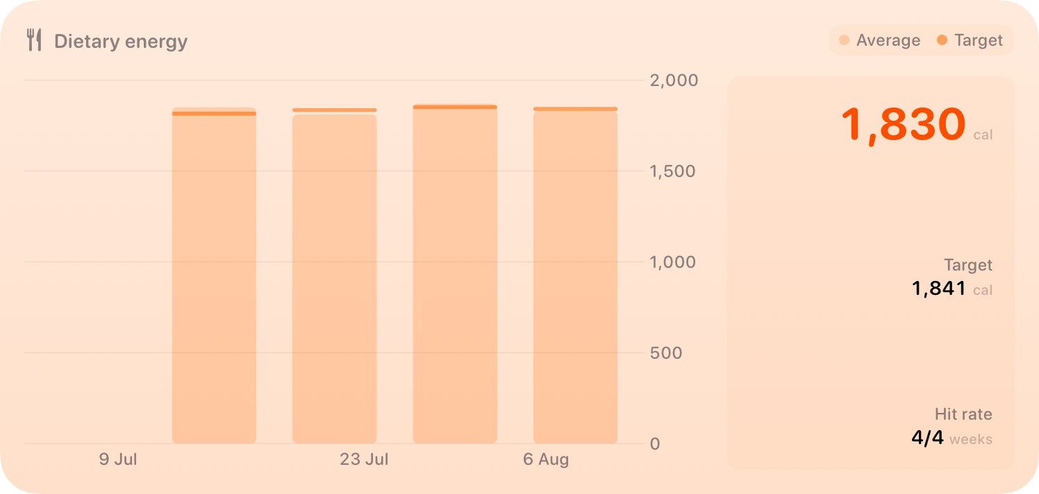 The Intake widget from Burn Rate at Extra Large size in the Orange tint, light appearance.