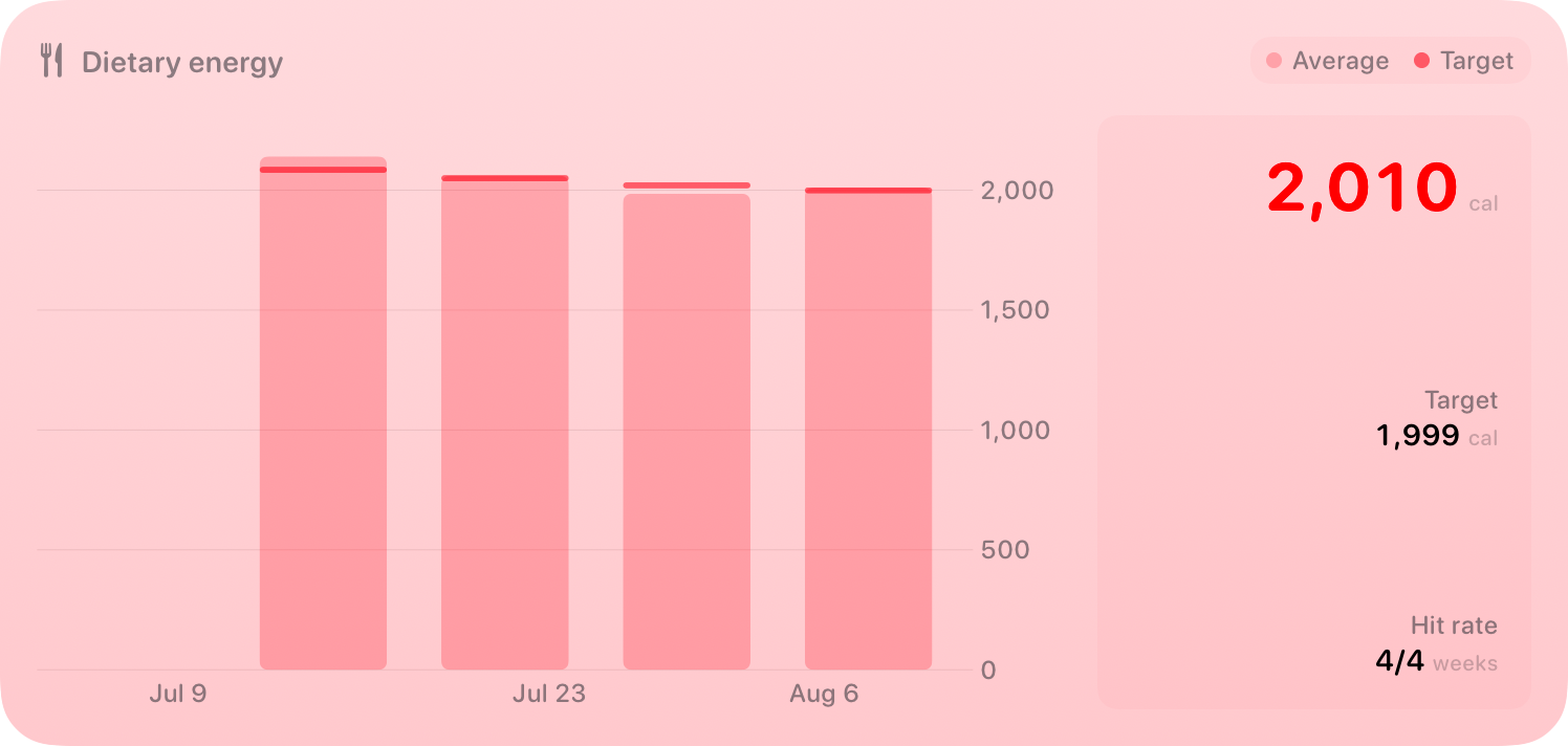 The Intake widget from Burn Rate at Extra Large size in the Red tint, light appearance.
