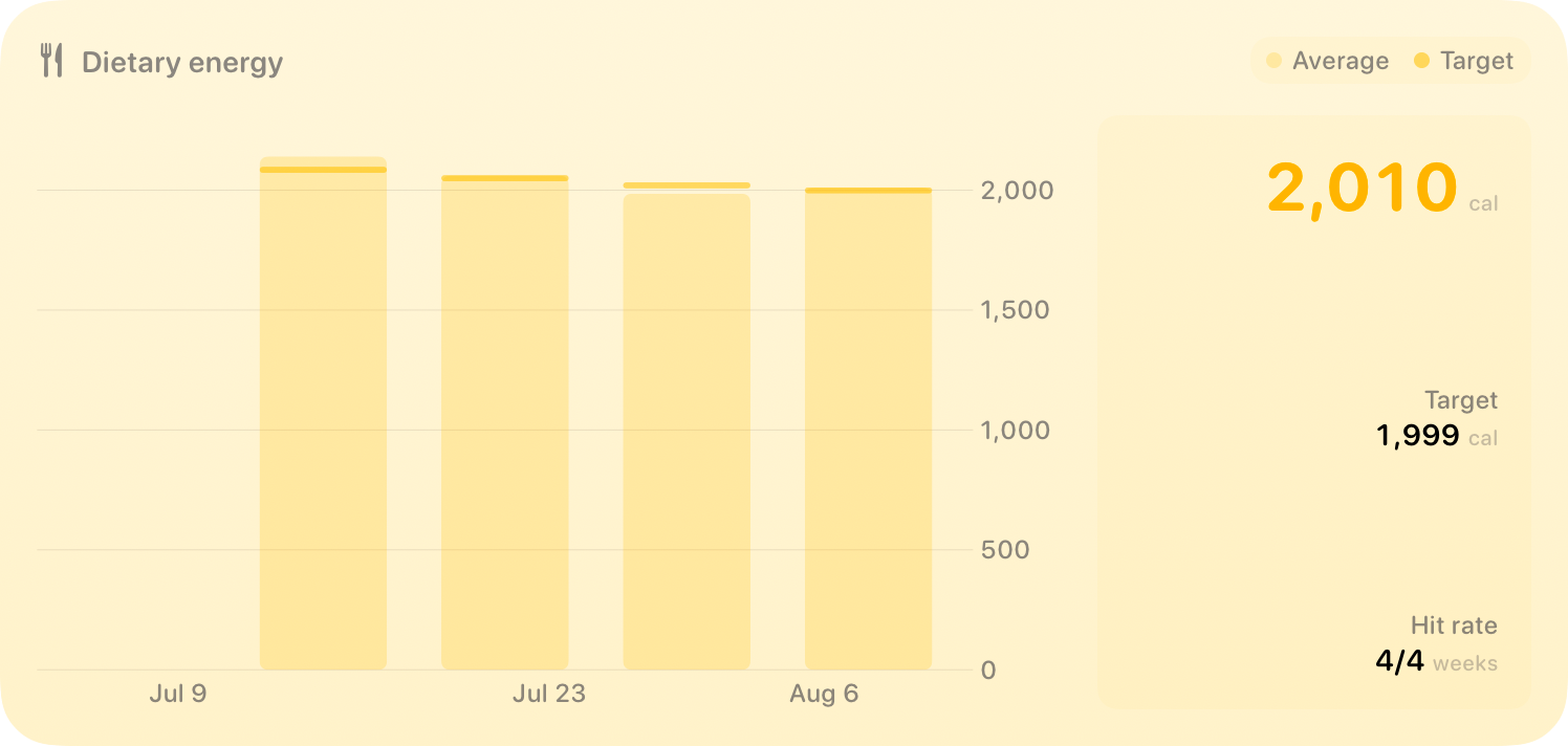 The Intake widget from Burn Rate at Extra Large size in the Yellow tint, light appearance.