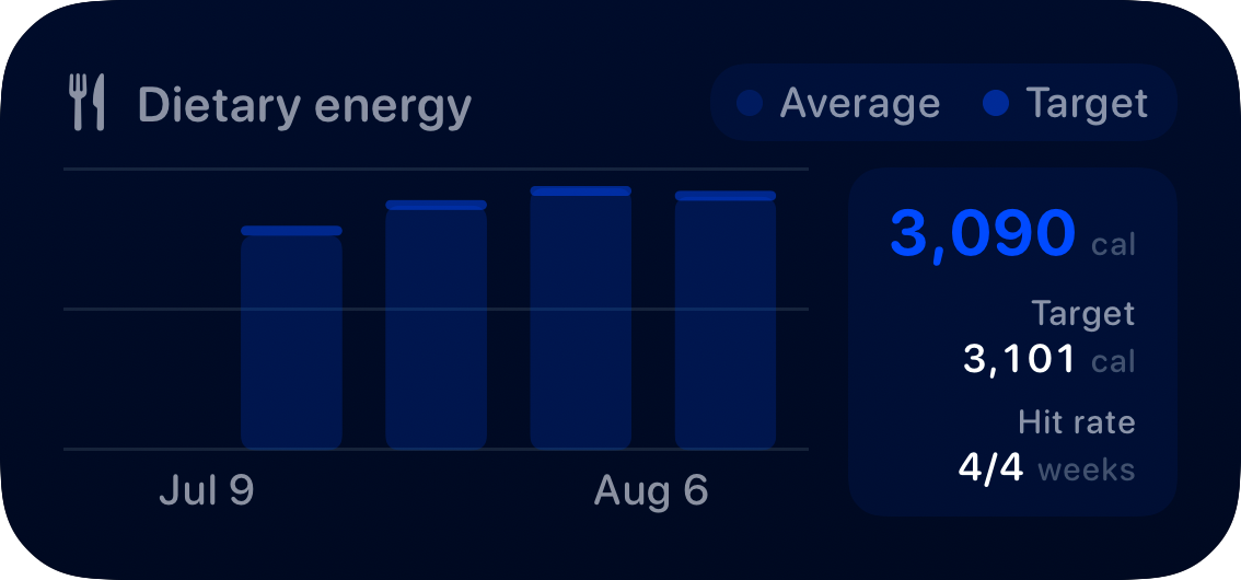 The Intake widget from Burn Rate at Medium size in the Blue tint, dark appearance.