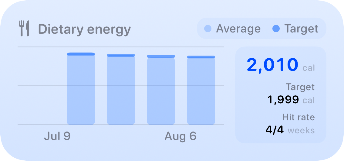 The Intake widget from Burn Rate at Medium size in the Blue tint, light appearance.
