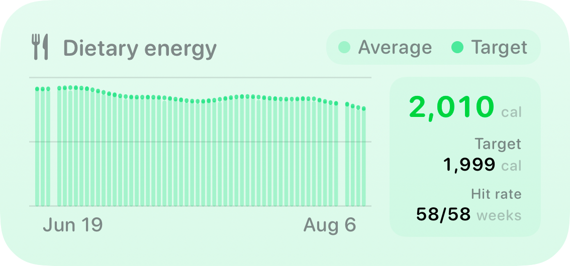 The Intake widget from Burn Rate at Medium size in the Green tint, light appearance.