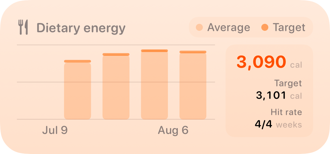The Intake widget from Burn Rate at Medium size in the Orange tint, light appearance.