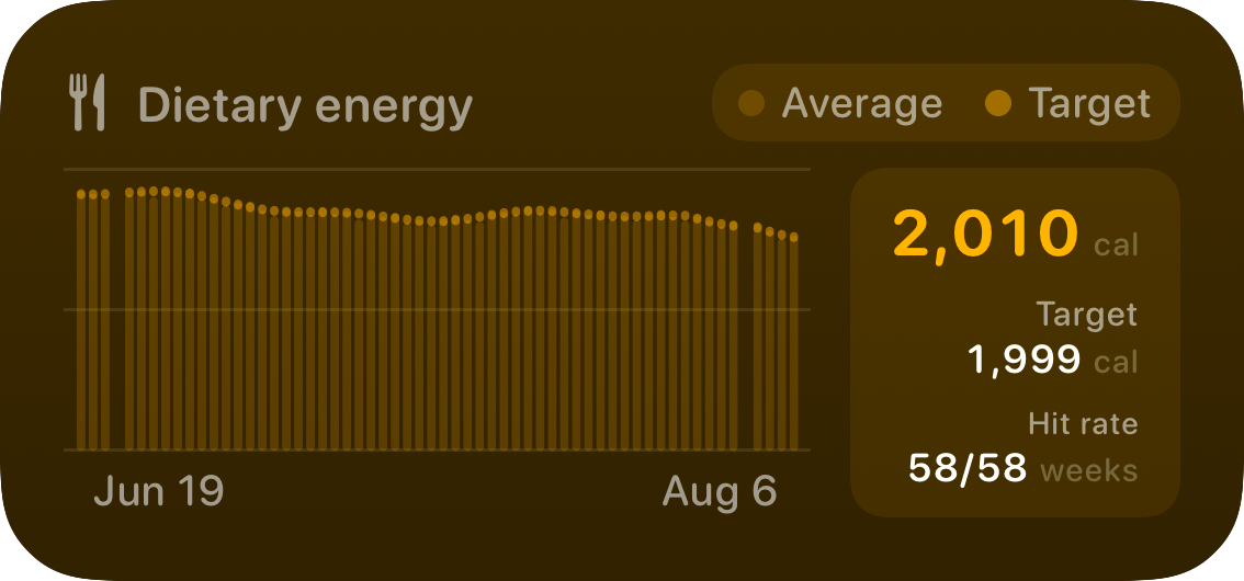 The Intake widget from Burn Rate at Medium size in the Yellow tint, dark appearance.