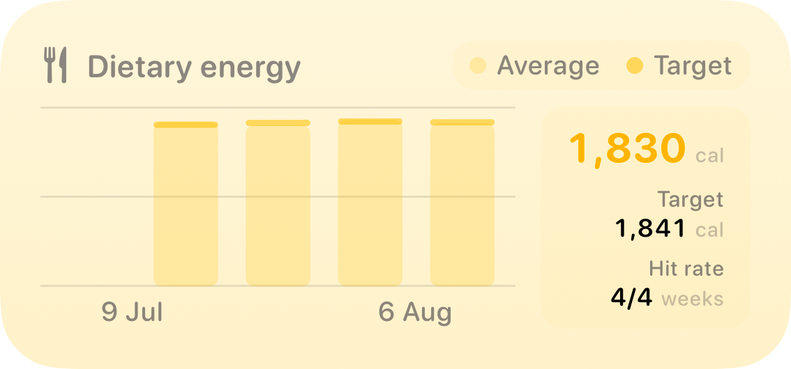 The Intake widget from Burn Rate at Medium size in the Yellow tint, light appearance.