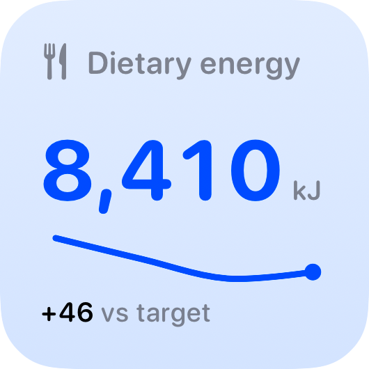 The Intake widget from Burn Rate at Small size in the Blue tint, light appearance.