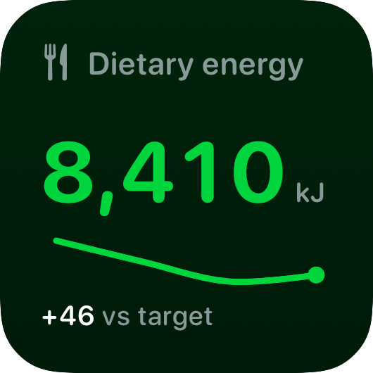 The Intake widget from Burn Rate at Small size in the Green tint, dark appearance.