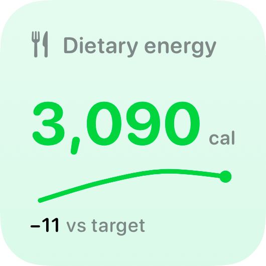 The Intake widget from Burn Rate at Small size in the Green tint, light appearance.
