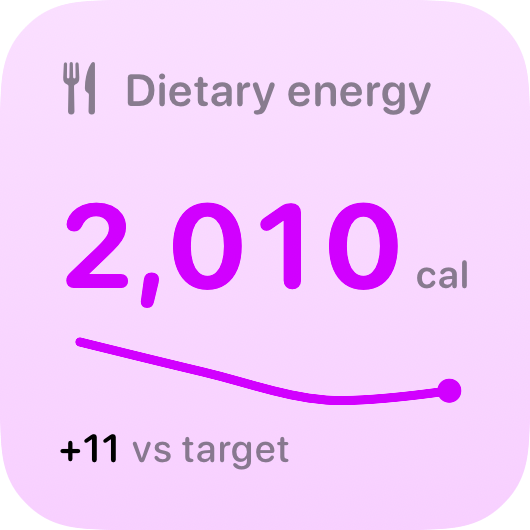 The Intake widget from Burn Rate at Small size in the Purple tint, light appearance.