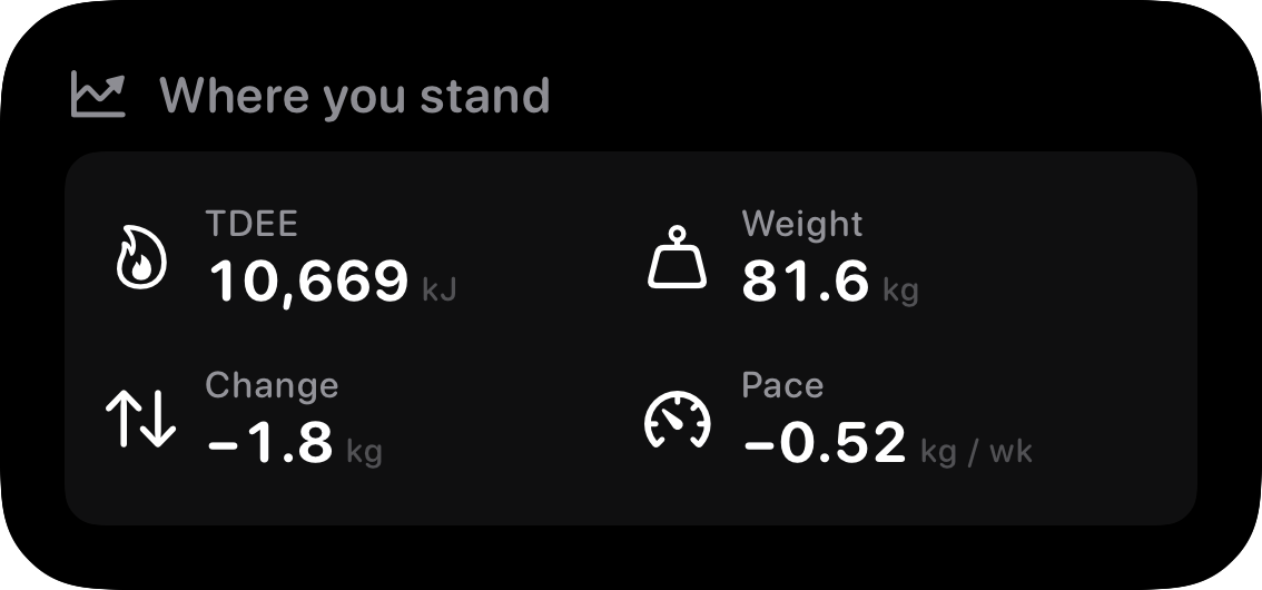 The Stand widget from Burn Rate at Medium size in the Grey tint, dark appearance.