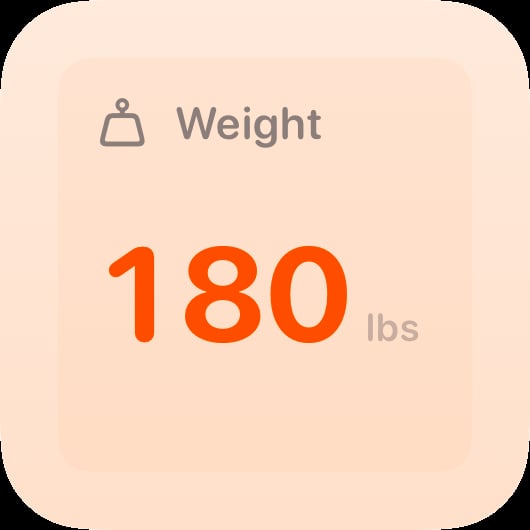 The Weight widget from Burn Rate at Small size in the Orange tint, light appearance.