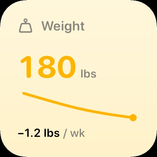 The Weight widget from Burn Rate at Small size in the Yellow tint, light appearance.