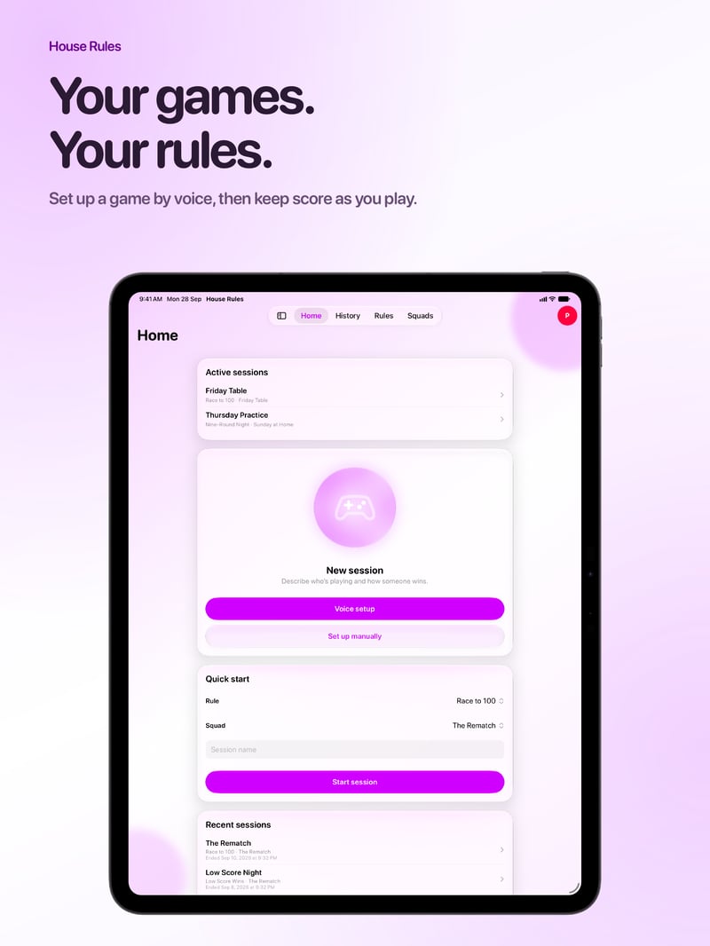 House Rules App Store screenshot for iPad Pro 13-inch showing Ready to Play.