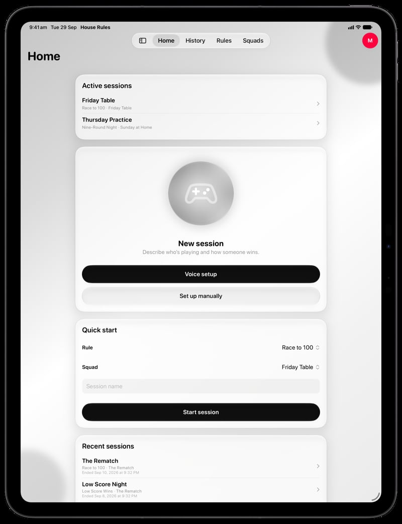 House Rules on iPad Pro 13-inch showing Home in the Grey tint, light appearance.