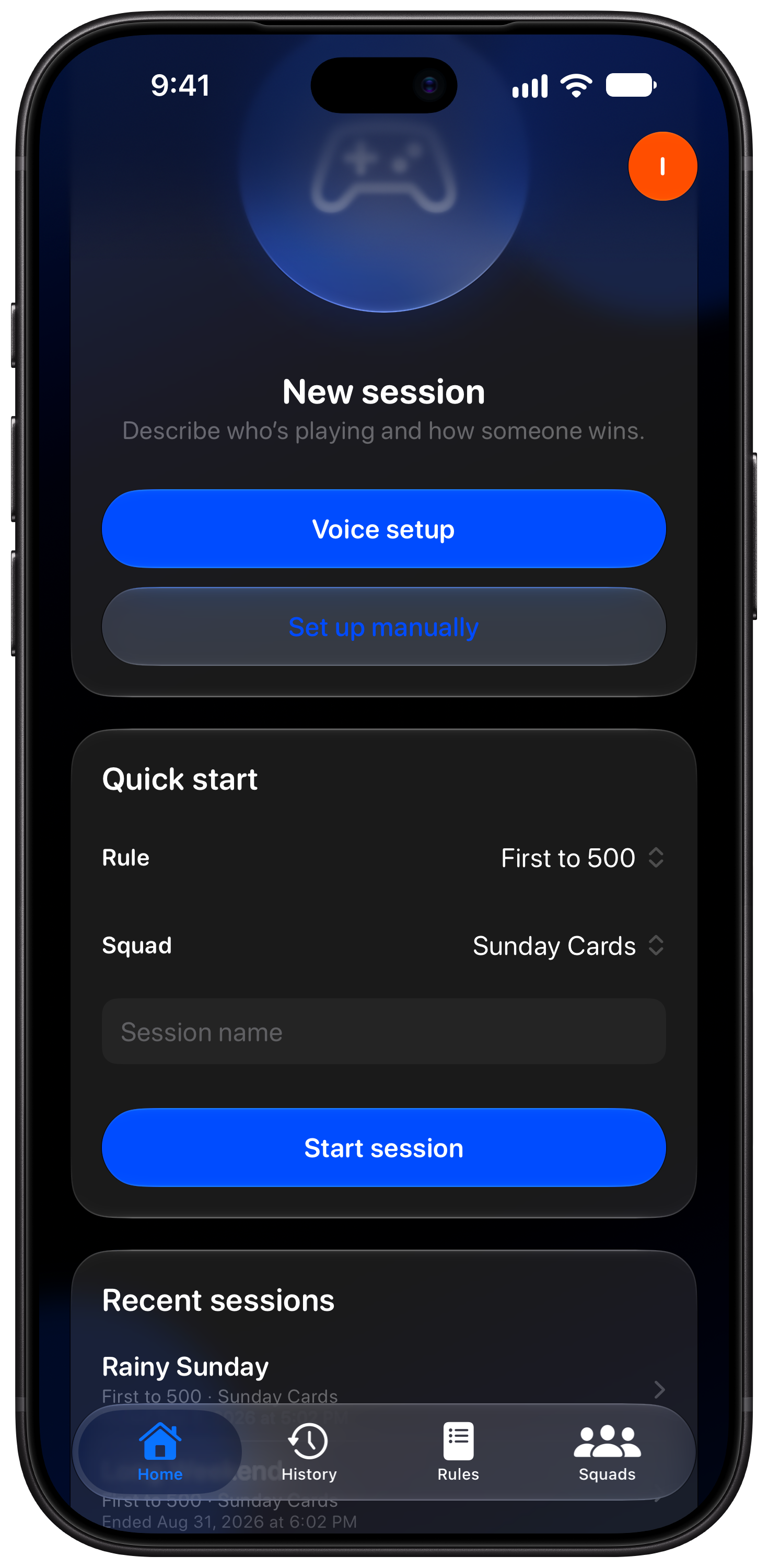 House Rules on iPhone 18 Pro Max showing Ready to Play in the Blue tint, dark appearance.