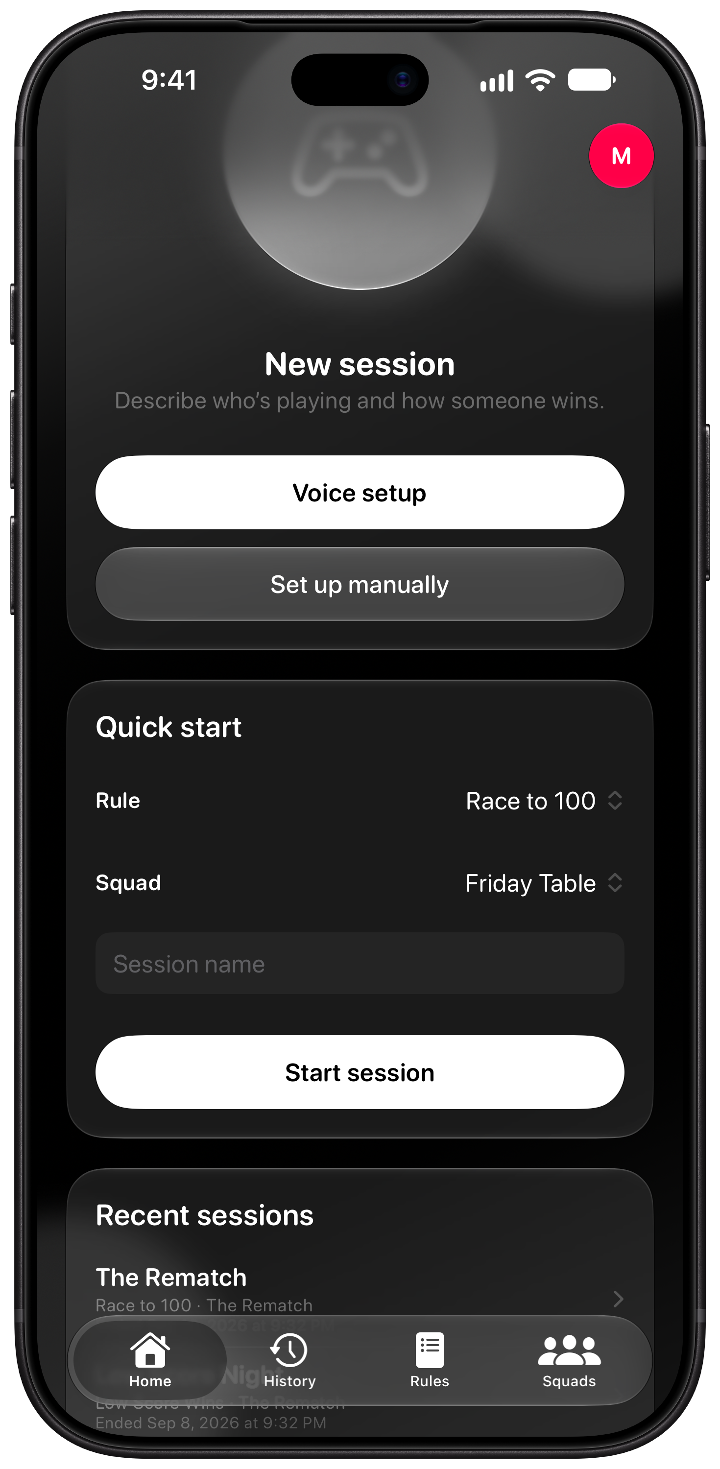 House Rules on iPhone 18 Pro Max showing Ready to Play in the Grey tint, dark appearance.