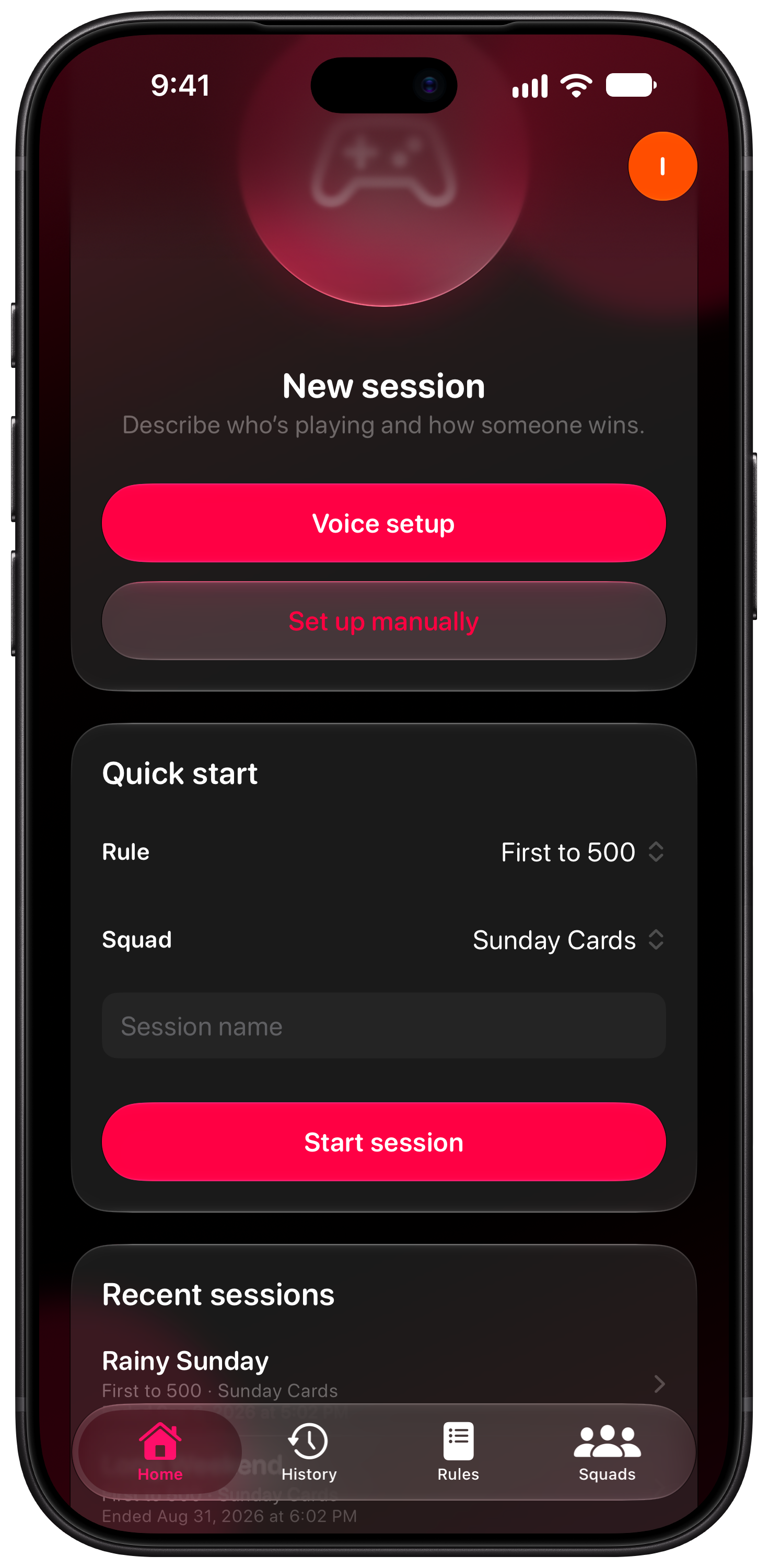 House Rules on iPhone 18 Pro Max showing Ready to Play in the Pink tint, dark appearance.