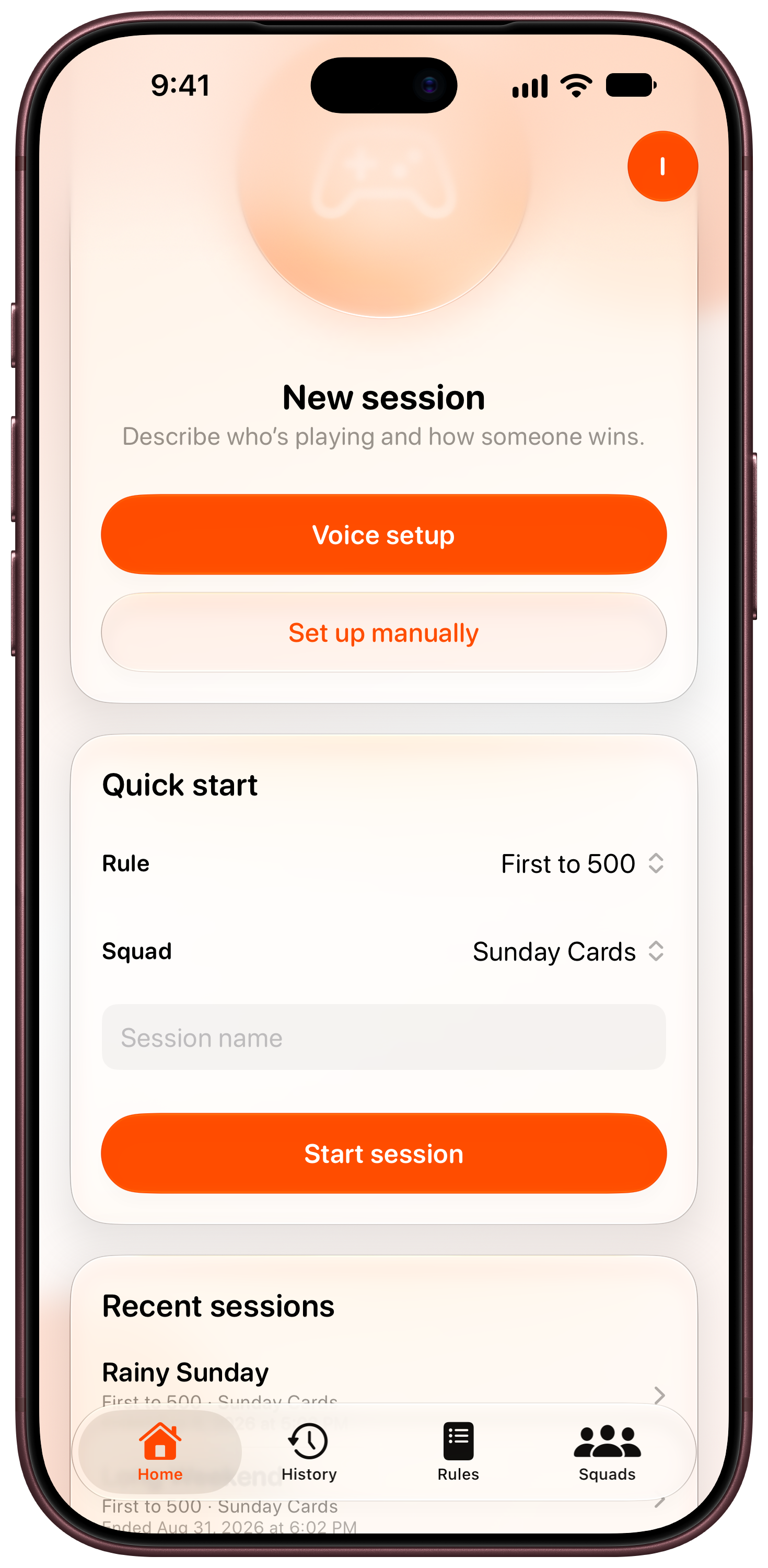 House Rules on iPhone 18 Pro Max showing Ready to Play in the Orange tint, light appearance.