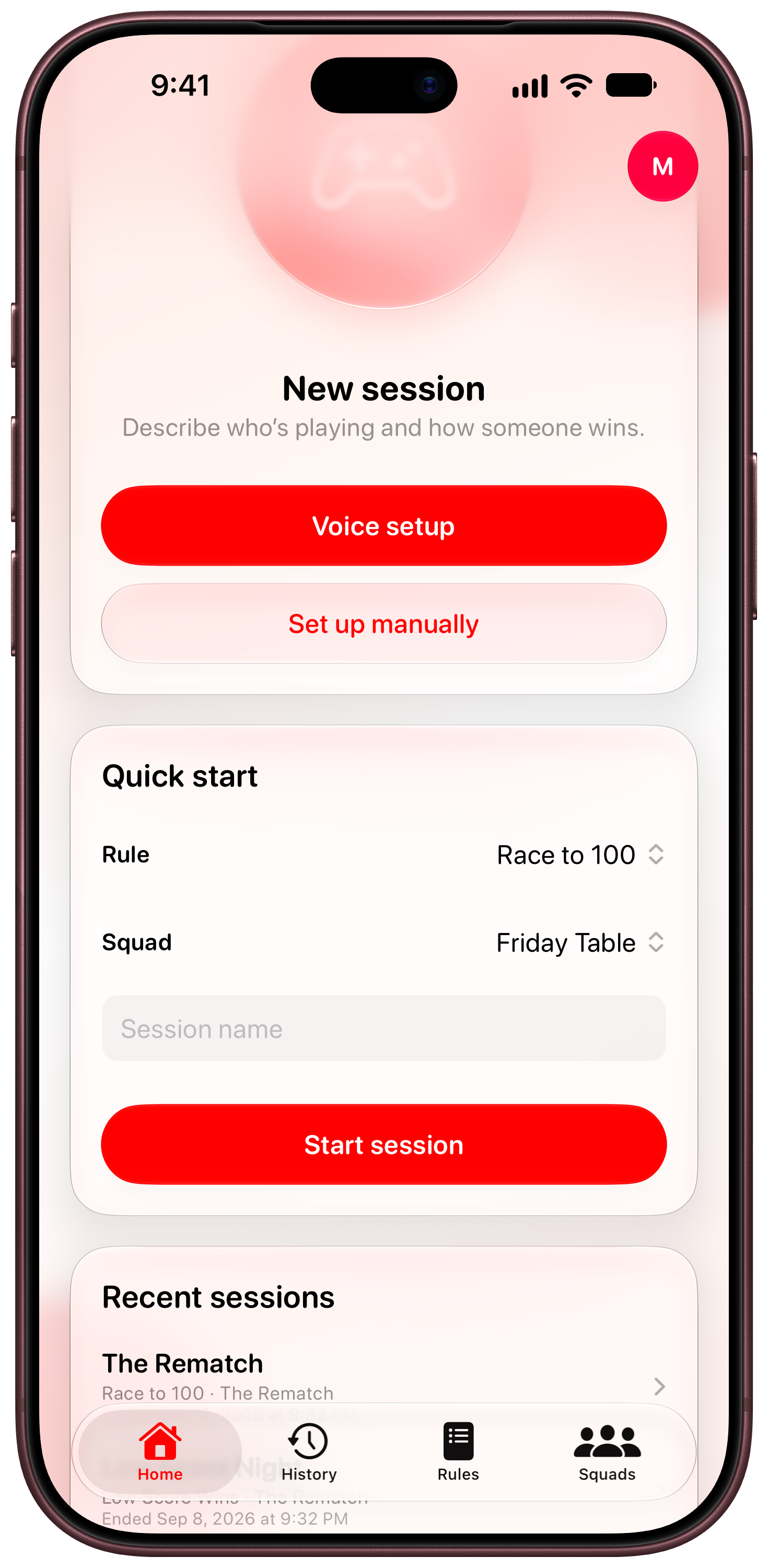 House Rules on iPhone 18 Pro Max showing Ready to Play in the Red tint, light appearance.