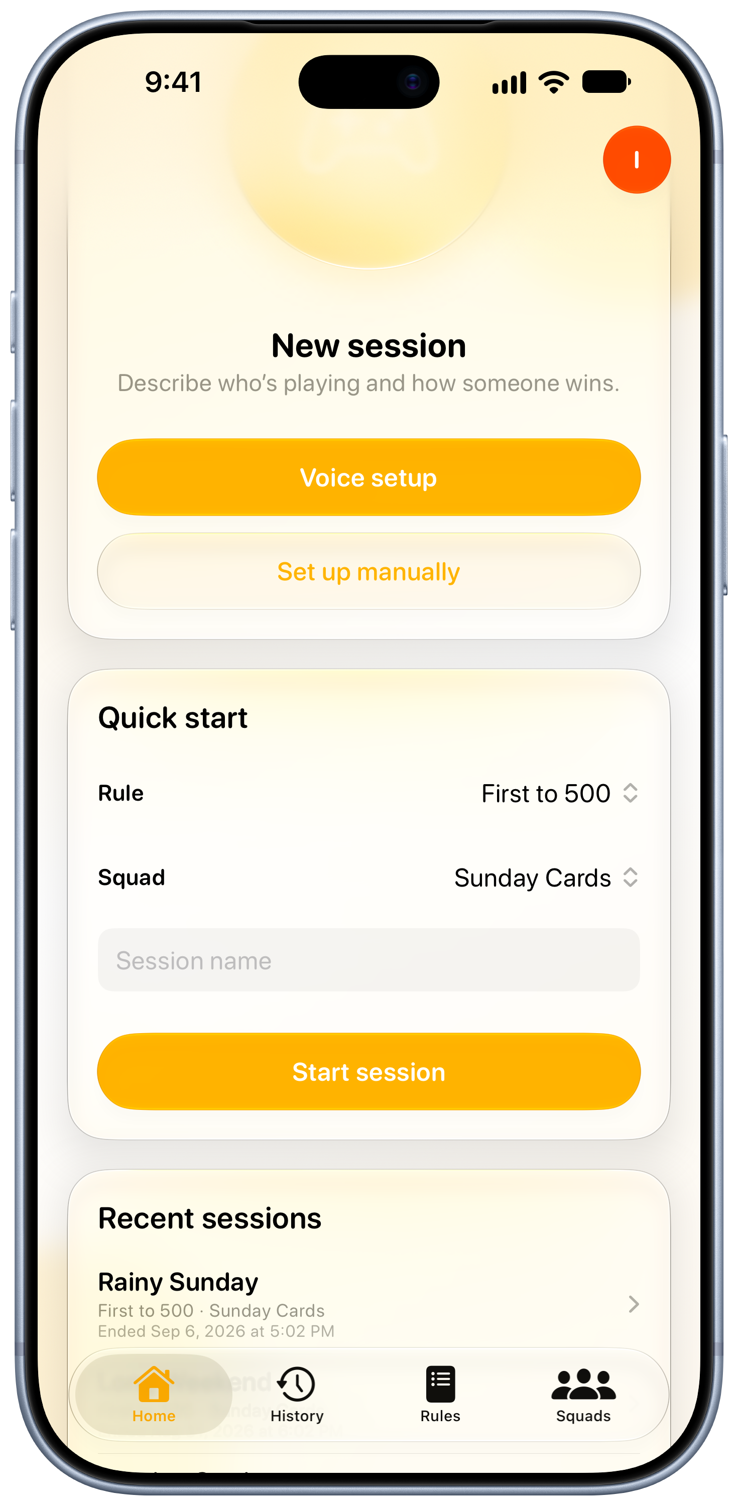 House Rules on iPhone 18 Pro Max showing Ready to Play in the Yellow tint, light appearance.