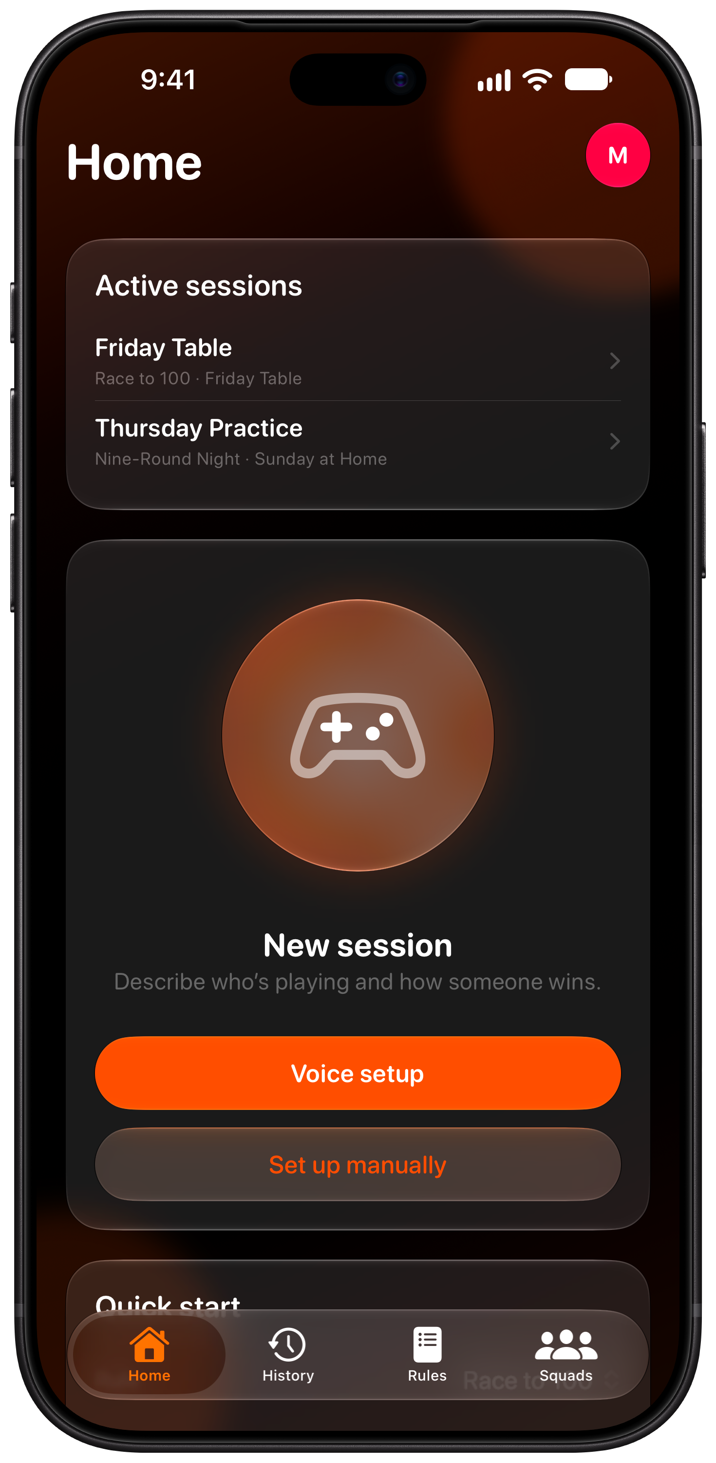 House Rules on iPhone 18 Pro Max showing Home in the Orange tint, dark appearance.