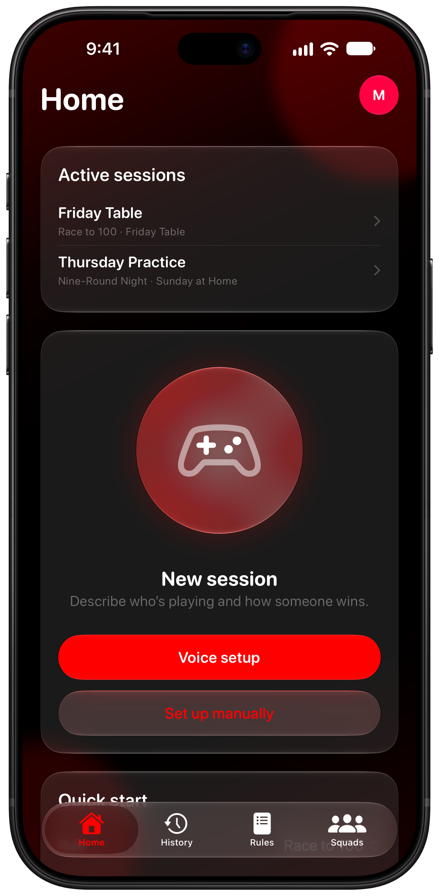 House Rules on iPhone 18 Pro Max showing Home in the Red tint, dark appearance.
