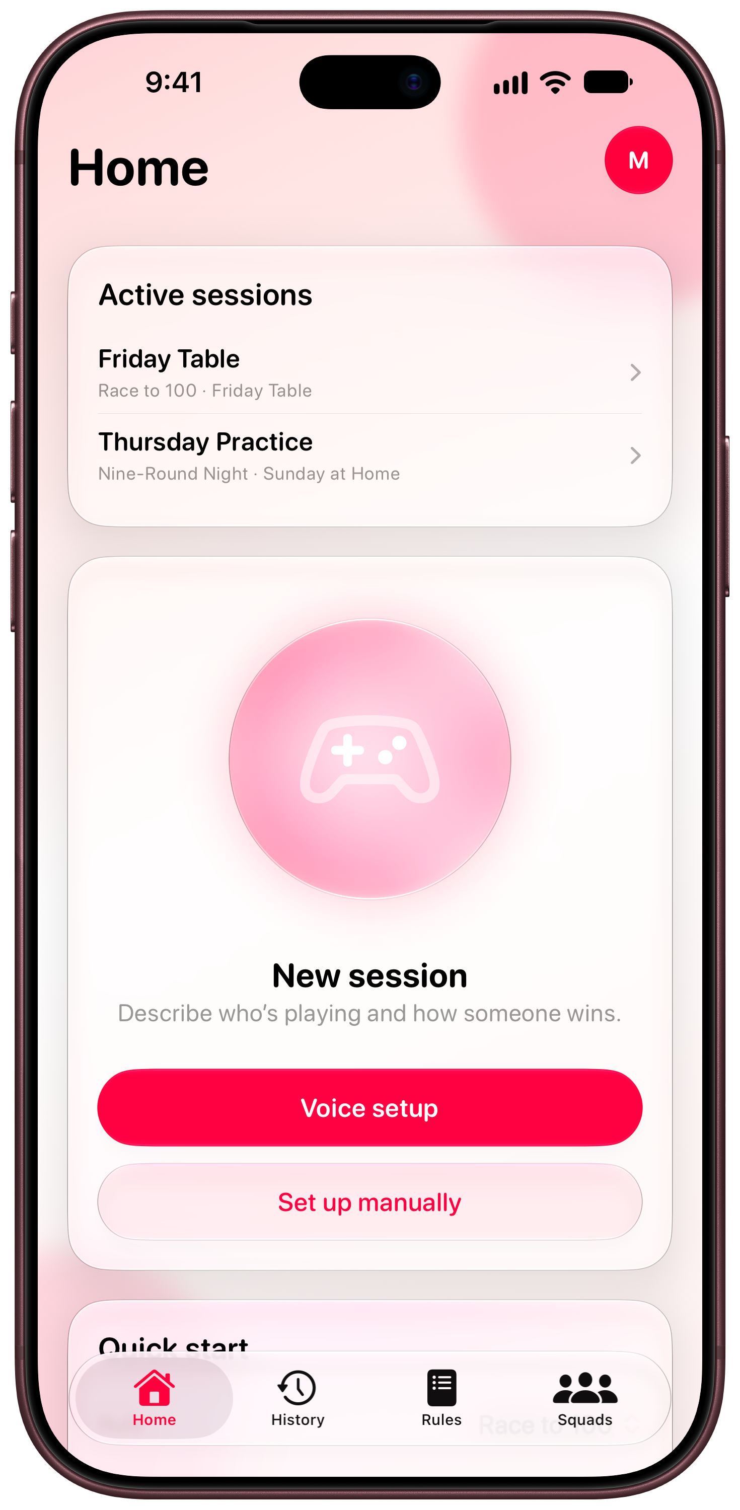 House Rules on iPhone 18 Pro Max showing Home in the Pink tint, light appearance.
