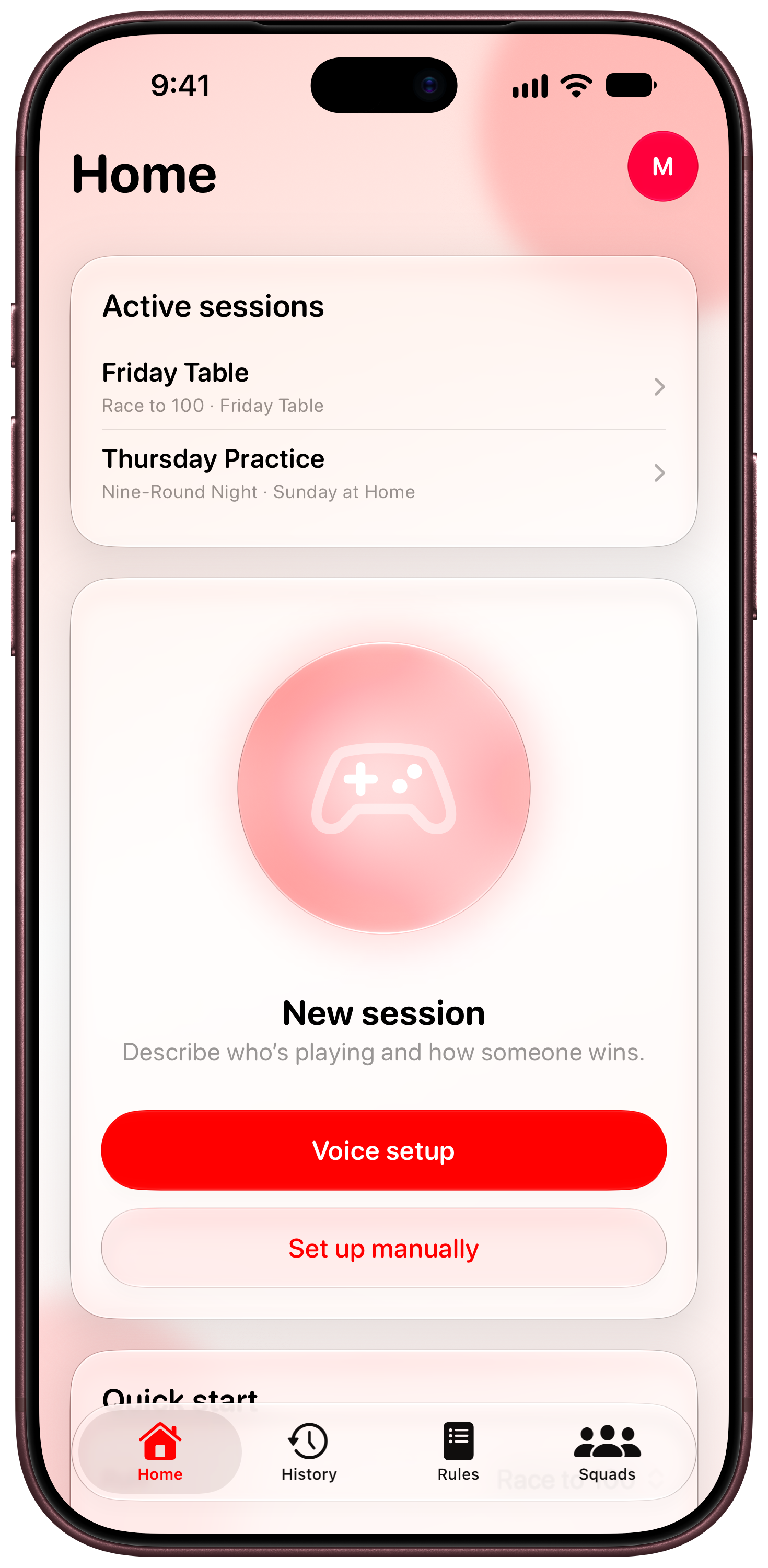 House Rules on iPhone 18 Pro Max showing Home in the Red tint, light appearance.