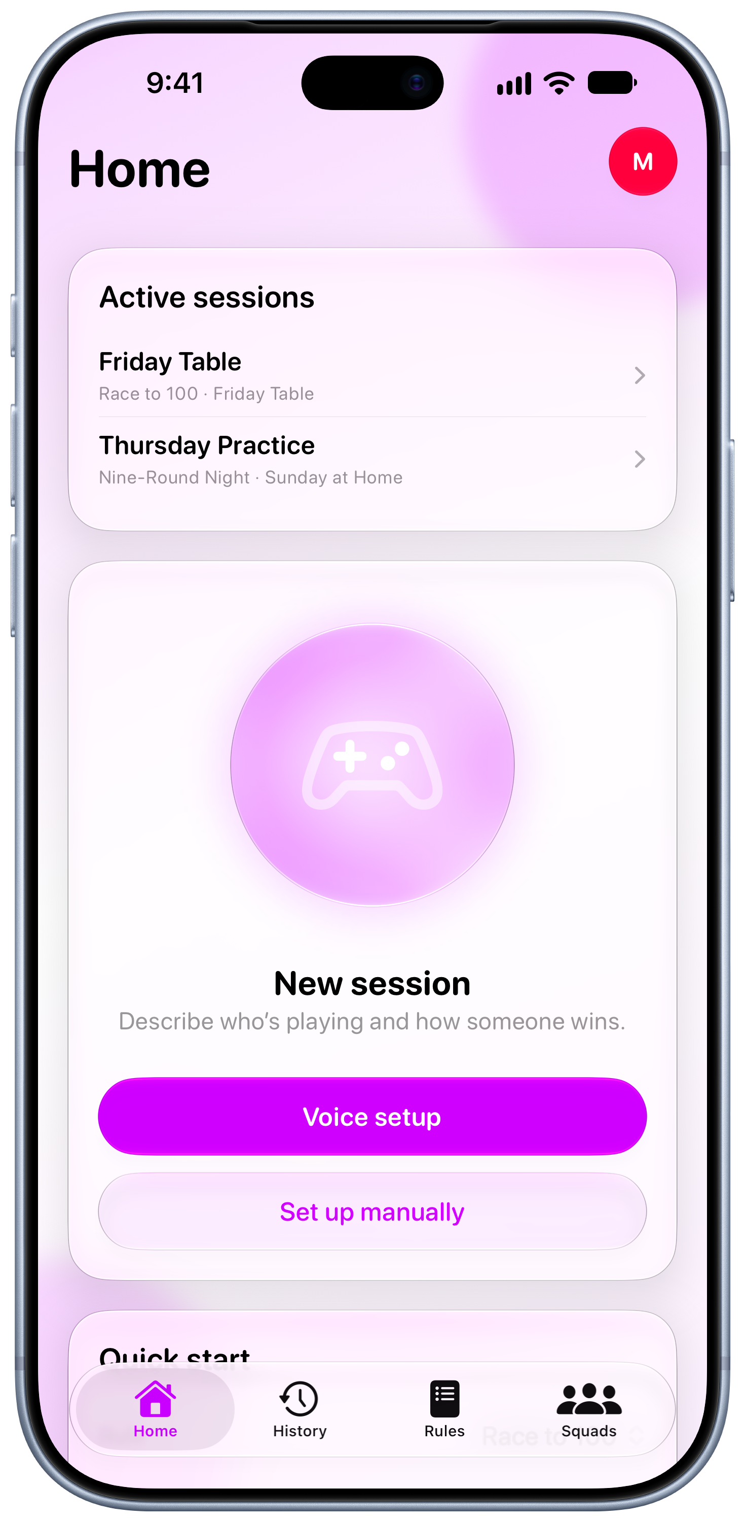 House Rules on iPhone 18 Pro Max showing Home in the Purple tint, light appearance.
