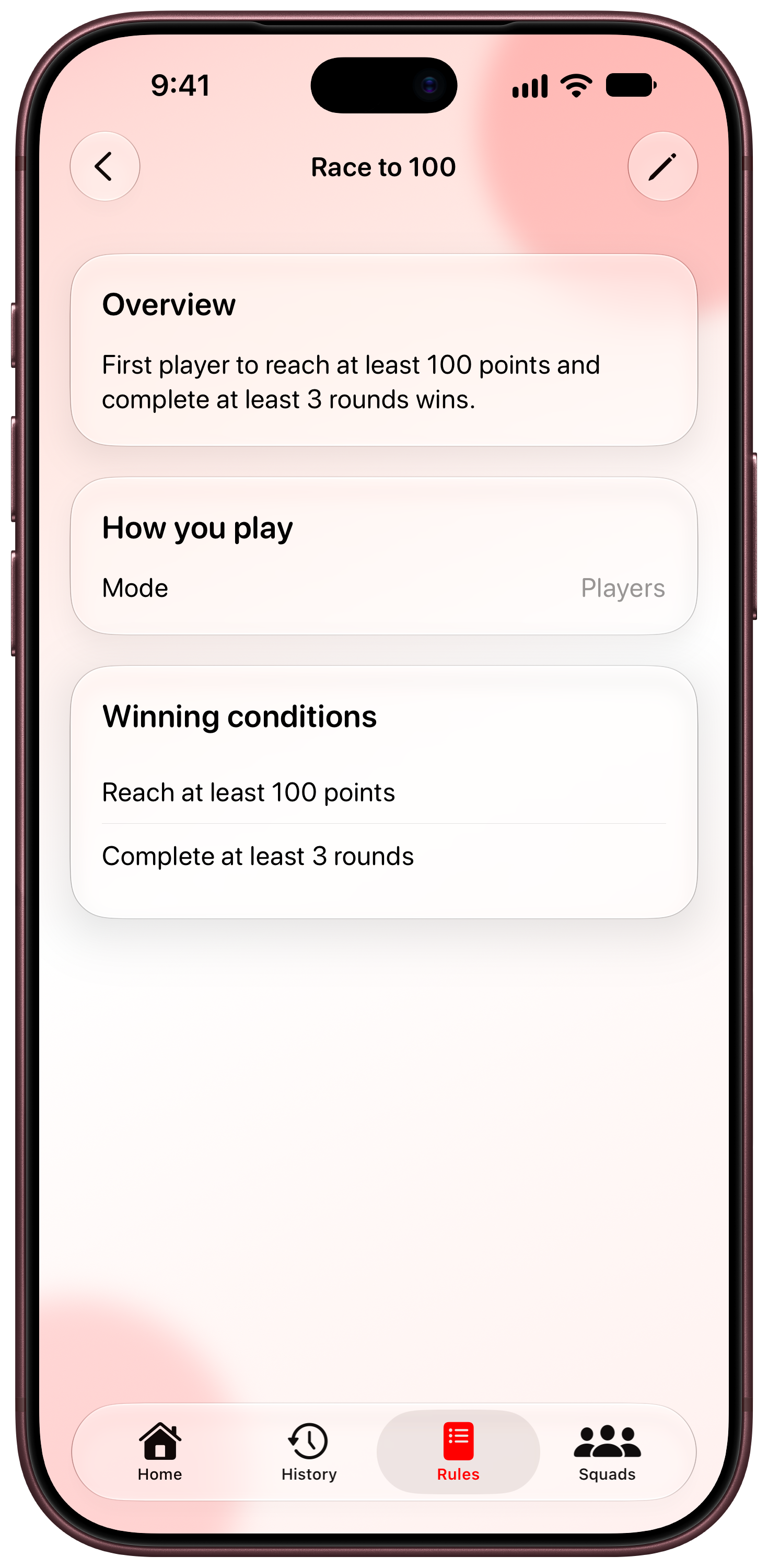 House Rules on iPhone 18 Pro Max showing Your Rules in the Red tint, light appearance.