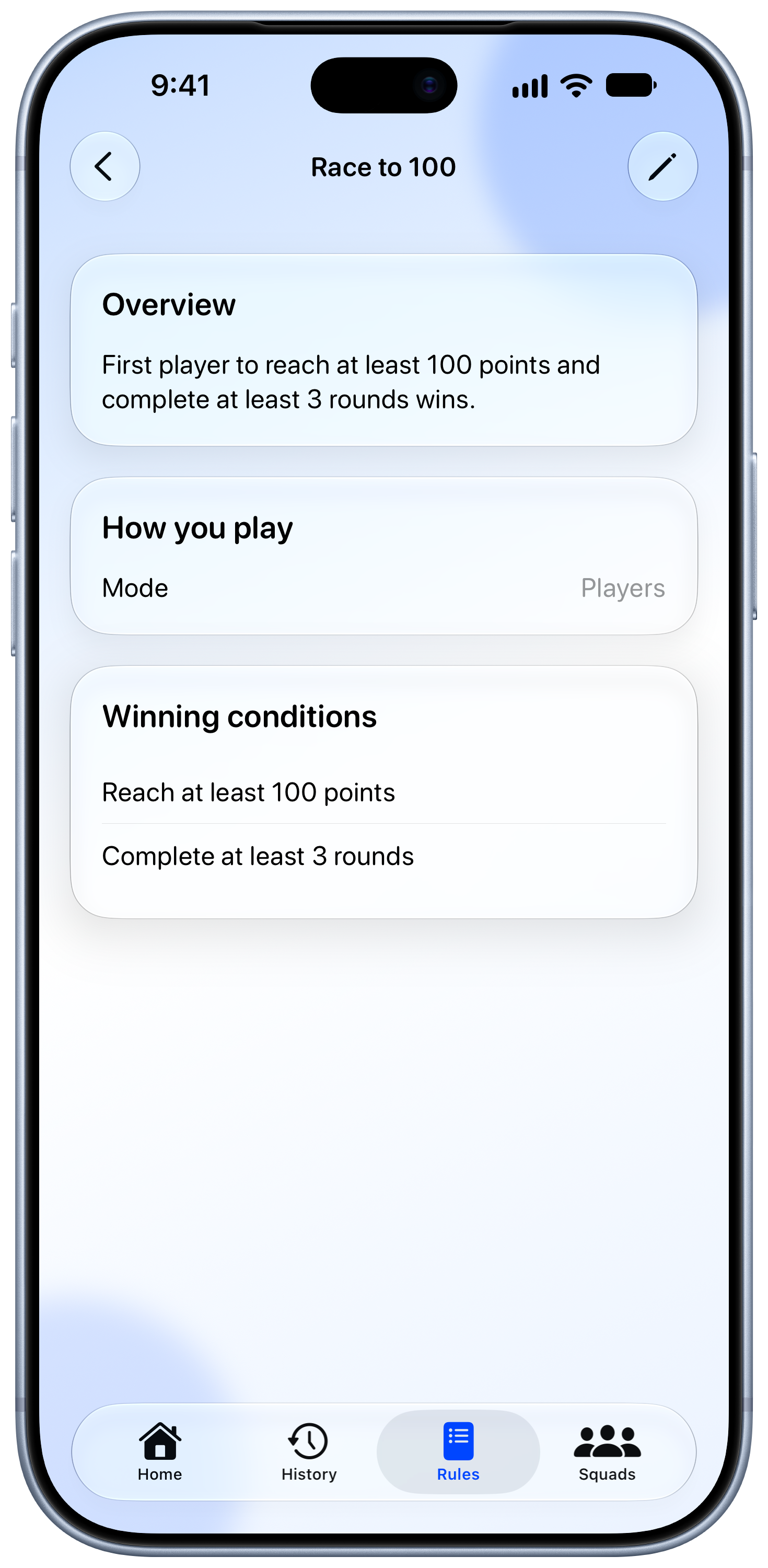 House Rules on iPhone 18 Pro Max showing Your Rules in the Blue tint, light appearance.