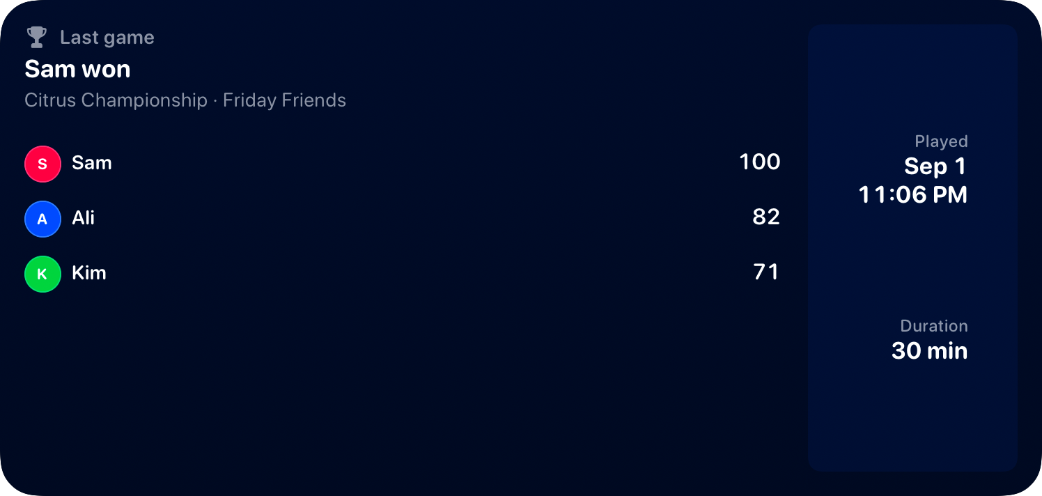 The Live Game widget from House Rules at Extra Large size in the Blue tint, dark appearance.